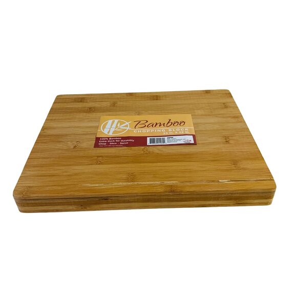 Large Bamboo Chopping Block Extra Thick 15 x 12 Inch Kitchen Tools Cutting Board - Picture 4 of 9